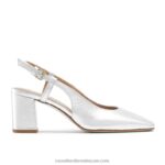 السكر كعب كتلة slingback 8840R114 فضة نحيف Russell And Bromley