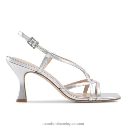 بروسكو صندل بكعب قطة سترابي 8840R420 فضة نحيف Russell And Bromley