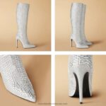 ⁦بقعة ضوء الكريستال التمهيد الركبة عالية 8840R359 فضة نحيف Russell And Bromley⁩ - الصورة ⁦3⁩