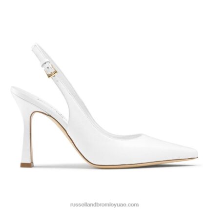 على مضخة نقطة slingback نقطة 8840R190 أبيض نحيف Russell And Bromley