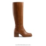 غاوتشو حذاء طويل بكعب عريض للركبة 8840R341 بني نحيف Russell And Bromley