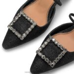 ⁦كعب هريرة جوهرة slingback 8840R115 أسود نحيف Russell And Bromley⁩ - الصورة ⁦4⁩